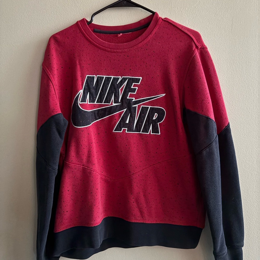 Nike Air Men's Red and Black Crewneck Sweater